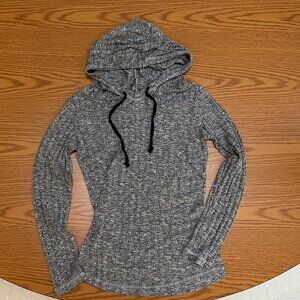Just Be Hooded Long Sleeve Shirt – Gray